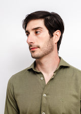 Camisa Casual Sarga Orgánico Kaki